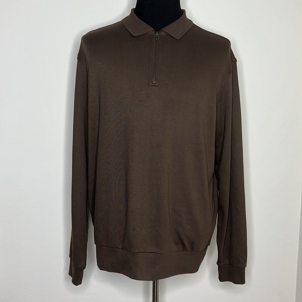 DANIEL CREMIEUX Brown Half Zip Sweater XL
